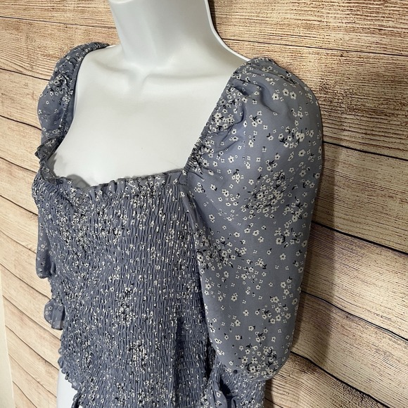 New Blush Bj Plus Size Ash Blue Floral Crop Top Women's Size 2XL - Picture 5 of 11